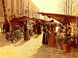 Theodor von Hoermann Marche Aux Fleurs A La Madeleine Avec Plantes Potageres painting